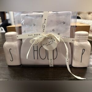 Rae Dunn Salt and Pepper Shakers with Napkin Holder